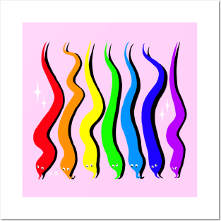 Rainbow Worms on a String Posters and Art